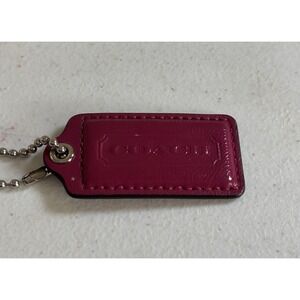Coach Hang Tag Large Pink Patent Leather 2.5 x 1.25" Bag Charm Key Silver Chain